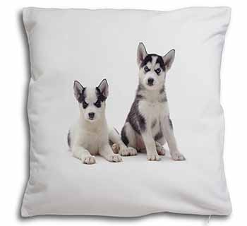 Siberian Huskies Soft White Velvet Feel Scatter Cushion