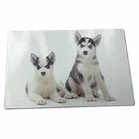 Large Glass Cutting Chopping Board Siberian Huskies