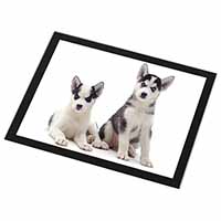 Siberian Huskies Black Rim High Quality Glass Placemat