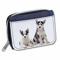 Siberian Huskies Unisex Denim Purse Wallet