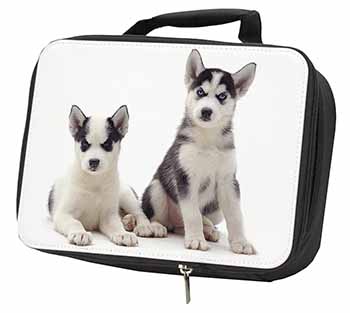 Siberian Huskies Black Insulated School Lunch Box/Picnic Bag