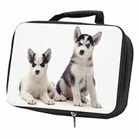 Siberian Huskies Black Insulated School Lunch Box/Picnic Bag