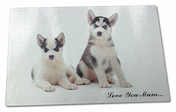 Large Glass Cutting Chopping Board Siberian Huskies 