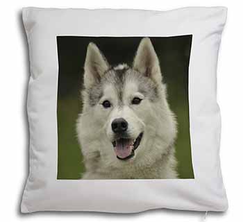 Siberian Husky Dog Soft White Velvet Feel Scatter Cushion