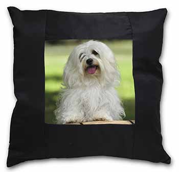 Havanese Dog Black Satin Feel Scatter Cushion