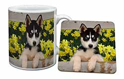 Siberian Husky by Daffodils Mug and Coaster Set