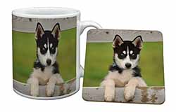 Husky Puppy Dog Mug and Coaster Set