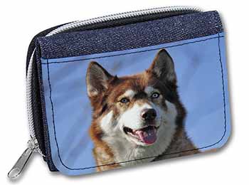 Red Husky Dog Unisex Denim Purse Wallet