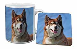 Red Husky Dog Mug and Coaster Set