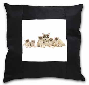 Utonagan Puppy Dogs Black Satin Feel Scatter Cushion