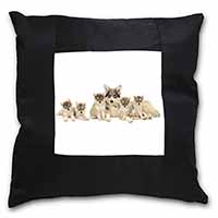 Utonagan Puppy Dogs Black Satin Feel Scatter Cushion