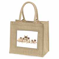 Utonagan Puppy Dogs Natural/Beige Jute Large Shopping Bag