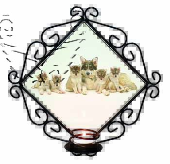Utonagan Puppy Dogs Wrought Iron Wall Art Candle Holder