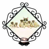 Utonagan Puppy Dogs Wrought Iron Wall Art Candle Holder