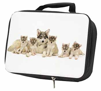 Utonagan Puppy Dogs Black Insulated School Lunch Box/Picnic Bag
