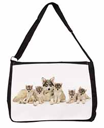 Utonagan Puppy Dogs Large Black Laptop Shoulder Bag School/College