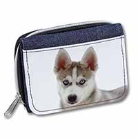 Siberian Husky Unisex Denim Purse Wallet