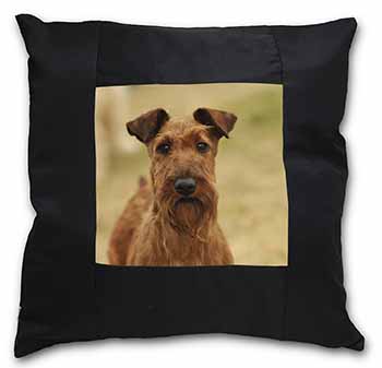 Irish Terrier Dog Black Satin Feel Scatter Cushion