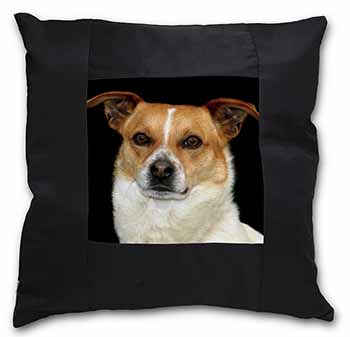Jack Russell Terrier Dog Black Satin Feel Scatter Cushion