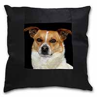 Jack Russell Terrier Dog Black Satin Feel Scatter Cushion