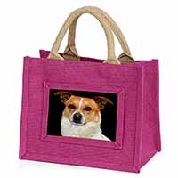 Jack Russell Terrier Dog Little Girls Small Pink Jute Shopping Bag