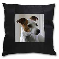 Jack Russell Terrier Dog Black Satin Feel Scatter Cushion