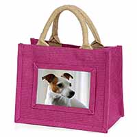 Jack Russell Terrier Dog Little Girls Small Pink Jute Shopping Bag
