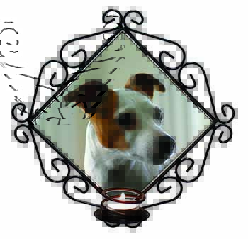 Jack Russell Terrier Dog Wrought Iron Wall Art Candle Holder