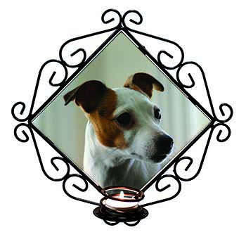 Jack Russell Terrier Dog Wrought Iron Wall Art Candle Holder