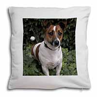 Jack Russell Terrier Dog Soft White Velvet Feel Scatter Cushion