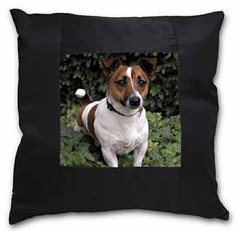 Jack Russell Terrier Dog Black Satin Feel Scatter Cushion