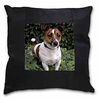 Jack Russell Terrier Dog Black Satin Feel Scatter Cushion