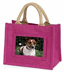 Jack Russell Terrier Dog Little Girls Small Pink Jute Shopping Bag