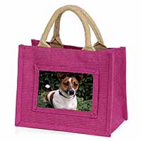 Jack Russell Terrier Dog Little Girls Small Pink Jute Shopping Bag