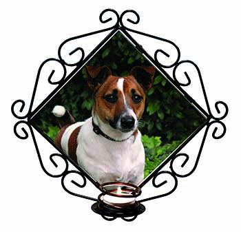 Jack Russell Terrier Dog Wrought Iron Wall Art Candle Holder