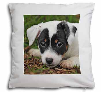 Jack Russell Puppy Dog Soft White Velvet Feel Scatter Cushion