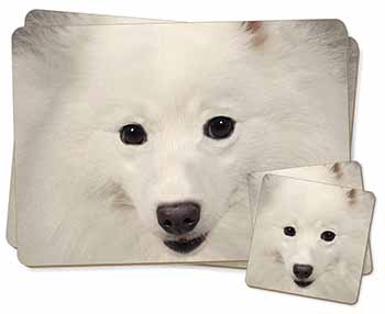 Japanese Spitz Dog Twin 2x Placemats and 2x Coasters Set in Gift Box