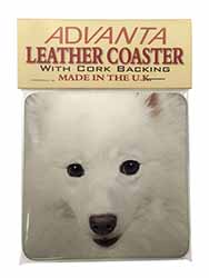 Japanese Spitz Dog Single Leather Photo Coaster