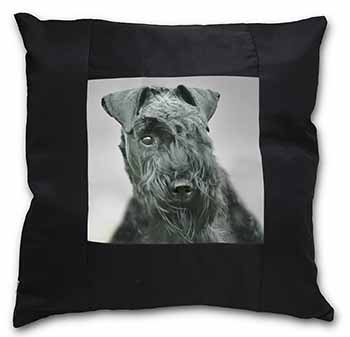 Kerry Blue Terrier Dog Black Satin Feel Scatter Cushion