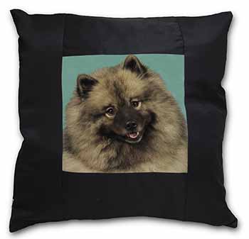 Keeshond Dog Black Satin Feel Scatter Cushion