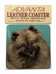 Keeshond Dog Single Leather Photo Coaster