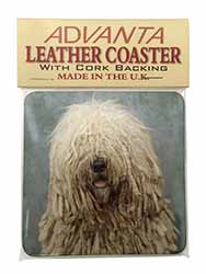 Komondor Dog Single Leather Photo Coaster