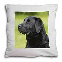 Black Labrador Dog Soft White Velvet Feel Scatter Cushion