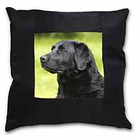 Black Labrador Dog Black Satin Feel Scatter Cushion