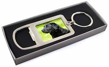 Black Labrador Dog Chrome Metal Bottle Opener Keyring in Box