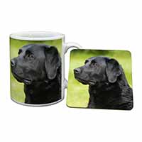 Black Labrador Dog Mug and Coaster Set