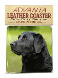 Black Labrador Dog Single Leather Photo Coaster