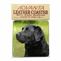 Black Labrador Dog Single Leather Photo Coaster