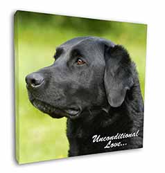 Black Labrador-With Love Square Canvas 12"x12" Wall Art Picture Print