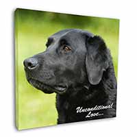 Black Labrador-With Love Square Canvas 12"x12" Wall Art Picture Print